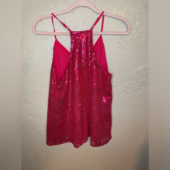 DESTINED TO SHINE HOT PINK SEQUIN TANK Size Small NWT - Picture 4 of 4